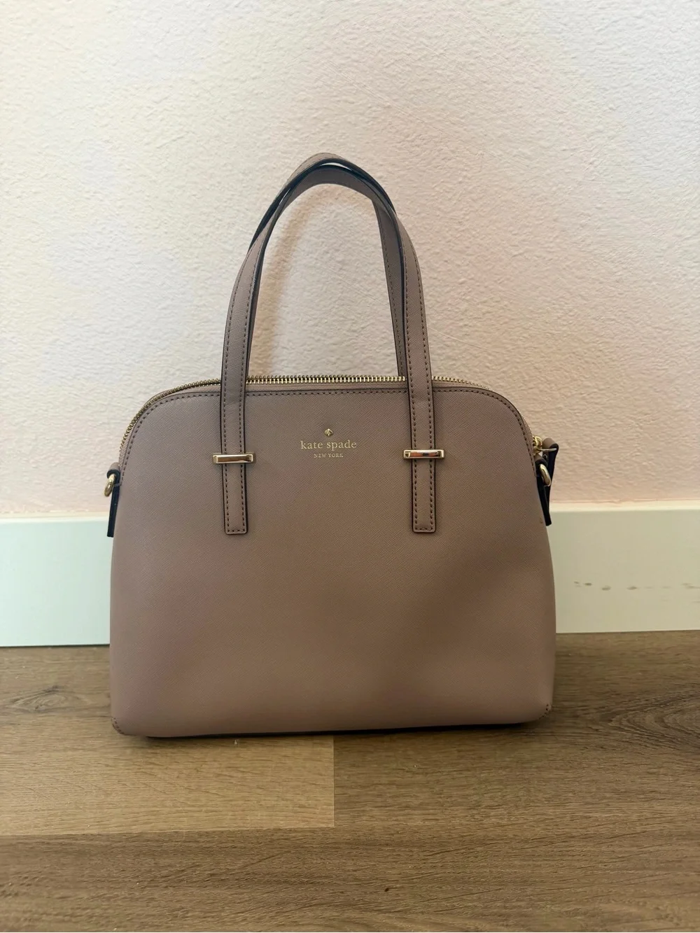 kate spade Mauve Taupe Dome Satchel with Gold Hardware